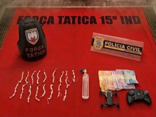 Operação conjunta apreende 83 pedras de crack, lança-perfume e drone usado para monitorar viaturas em Mimoso do Sul